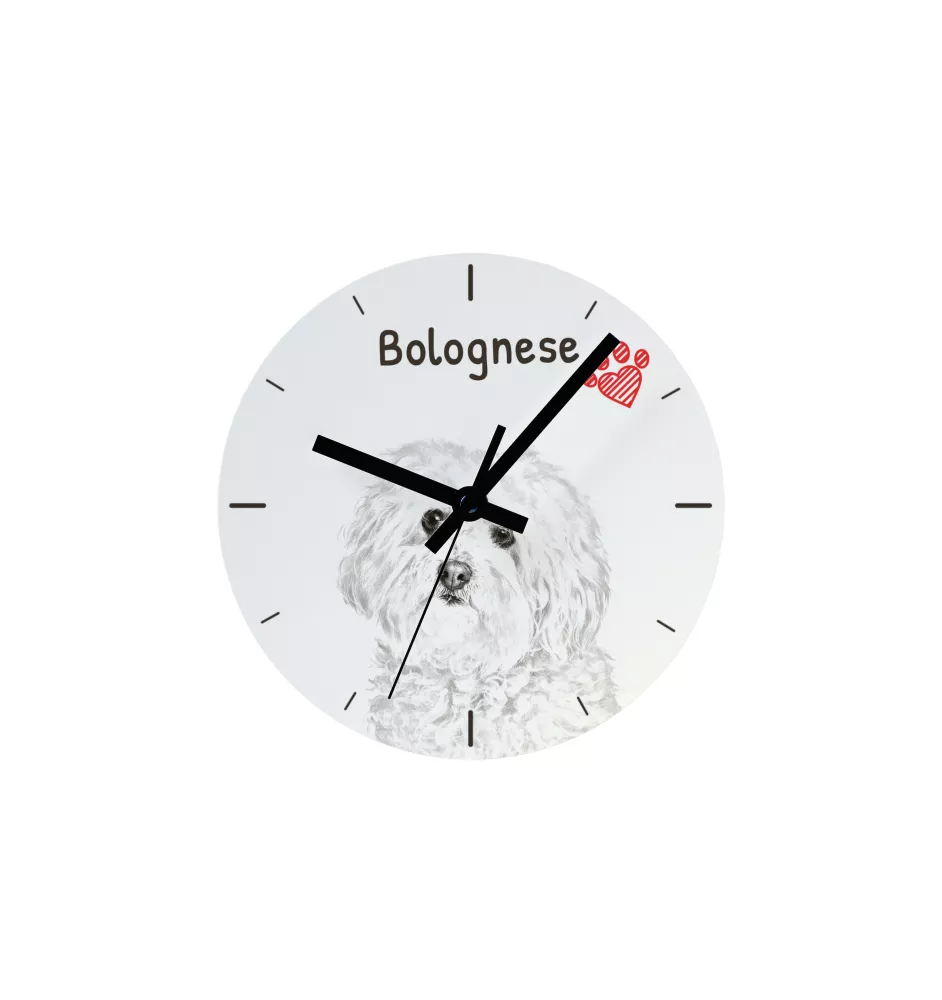 Chinese Crested Dog, Puff - wall clock with a dog, shelf clock with a print, personalized home decoration from the Art-Dog brand