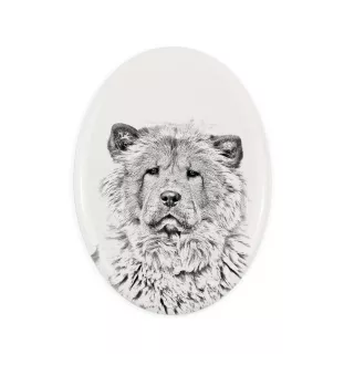Chow Chow - Gedenktafel mit einem Foto eines Hundes, Grabplatte mit Druck, personalisierte ovale Platte der Marke Art-Dog