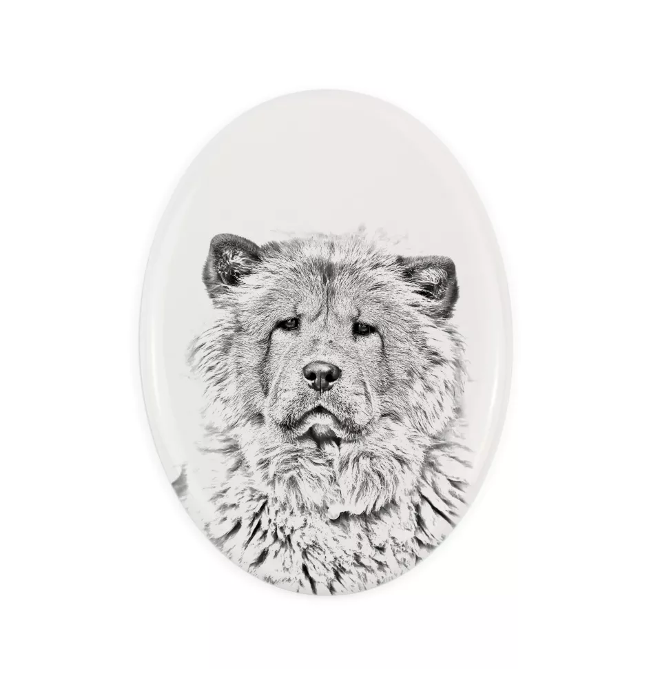 Chow Chow - commemorative plaque with a photo of a dog, tombstone with a print, personalized oval plaque from the Art-Dog brand