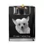 Chinese Crested Dog, Puff - Candle holder with dog photo, crystal tealight holder, personalised gift by Art-Dog brand