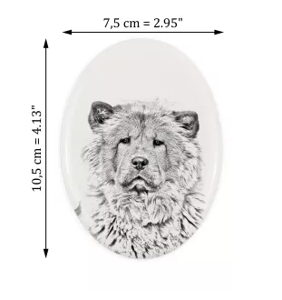 Chow Chow - commemorative plaque with a photo of a dog, tombstone with a print, personalized oval plaque from the Art-Dog brand