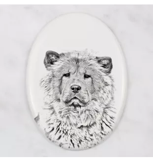 Chow Chow - commemorative plaque with a photo of a dog, tombstone with a print, personalized oval plaque from the Art-Dog brand