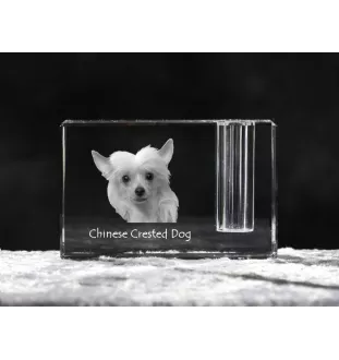 Grzywacz Chiński penholder kryształowy z psem Art-Dog