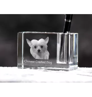 Grzywacz Chiński penholder kryształowy z psem Art-Dog