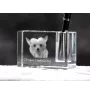 Chinese Crested Dog, Puff - Pen stand, crystal organiser with dog photo, unique desk decoration by Art-Dog brand