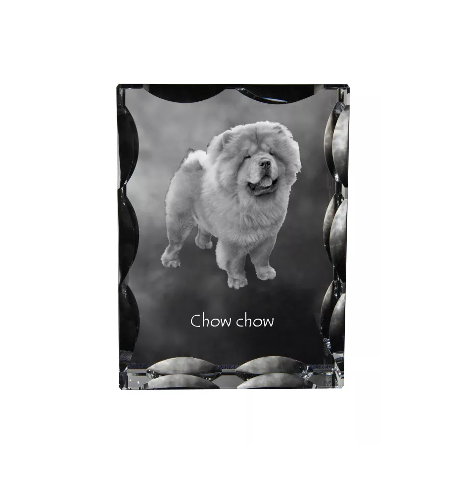 Chow Chow - crystal with a picture of a dog, glass statuette with a picture, unique frame with a picture from Art-Dog brand