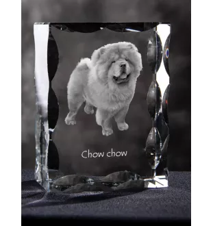 Chow Chow - crystal with a picture of a dog, glass statuette with a picture, unique frame with a picture from Art-Dog brand