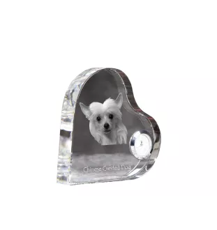 Chinesischer Schopfhund - Kristalluhr mit einem Hundebild, Herzregal-Uhr, personalisierte Standuhr der Marke Art-Dog