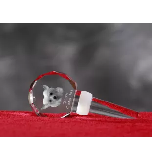 Chinese Crested Dog, Puff - Crystal bottle stopper, unique wine stopper with photo, personalised gift for sommelier by Art-Dog brand