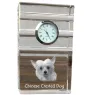 Chinese Crested Dog, Puff - glass clock with a photo, photo of a dog in crystal, personalized standing office clock by Art-Dog brand