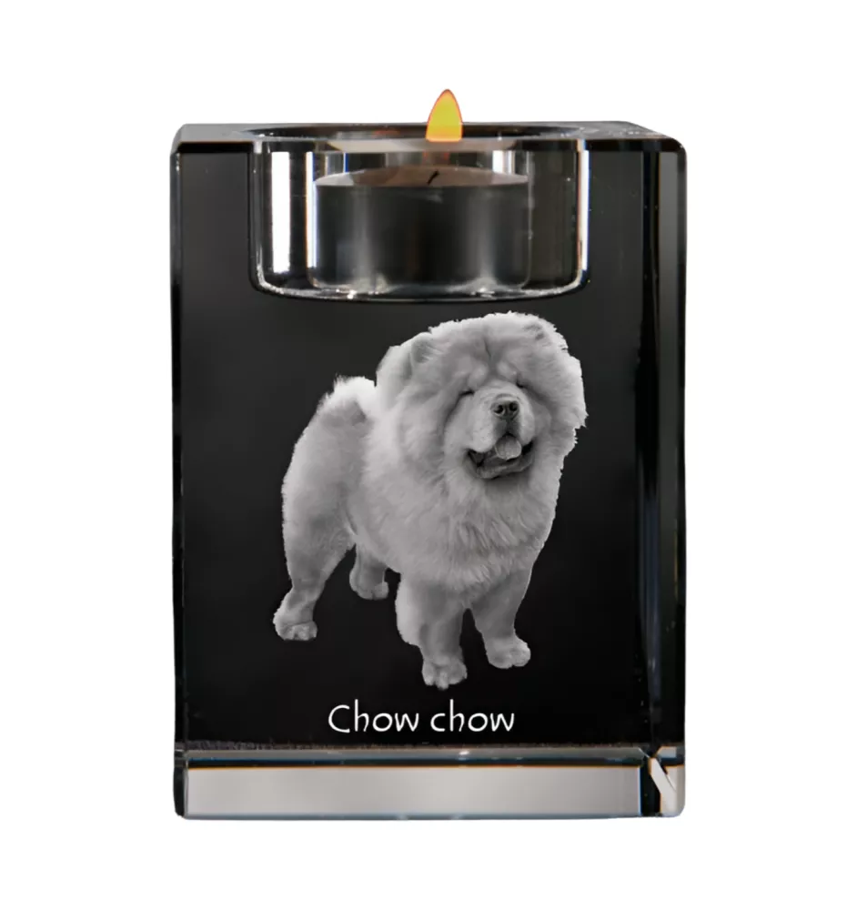 Chow Chow - Kerzenhalter mit Hundefoto, Teelichthalter aus Kristall, personalisiertes Geschenk der Marke Art-Dog