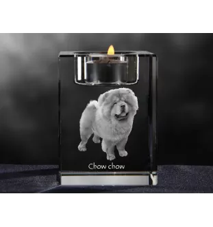Chow Chow - Kerzenhalter mit Hundefoto, Teelichthalter aus Kristall, personalisiertes Geschenk der Marke Art-Dog