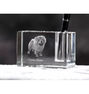 Chow Chow - Pen stand, crystal organiser with dog photo, unique desk decoration by Art-Dog brand