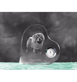 Chow Chow, Chowchow - horloge en cristal avec une photo de chien, horloge de table en forme de cœur, horloge debout personnalisée de la marque Art-Dog