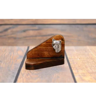 Chinese Crested Dog, Puff - wooden candle holder with a dog, tealight holder, a memorial place for a dog by Art-Dog brand