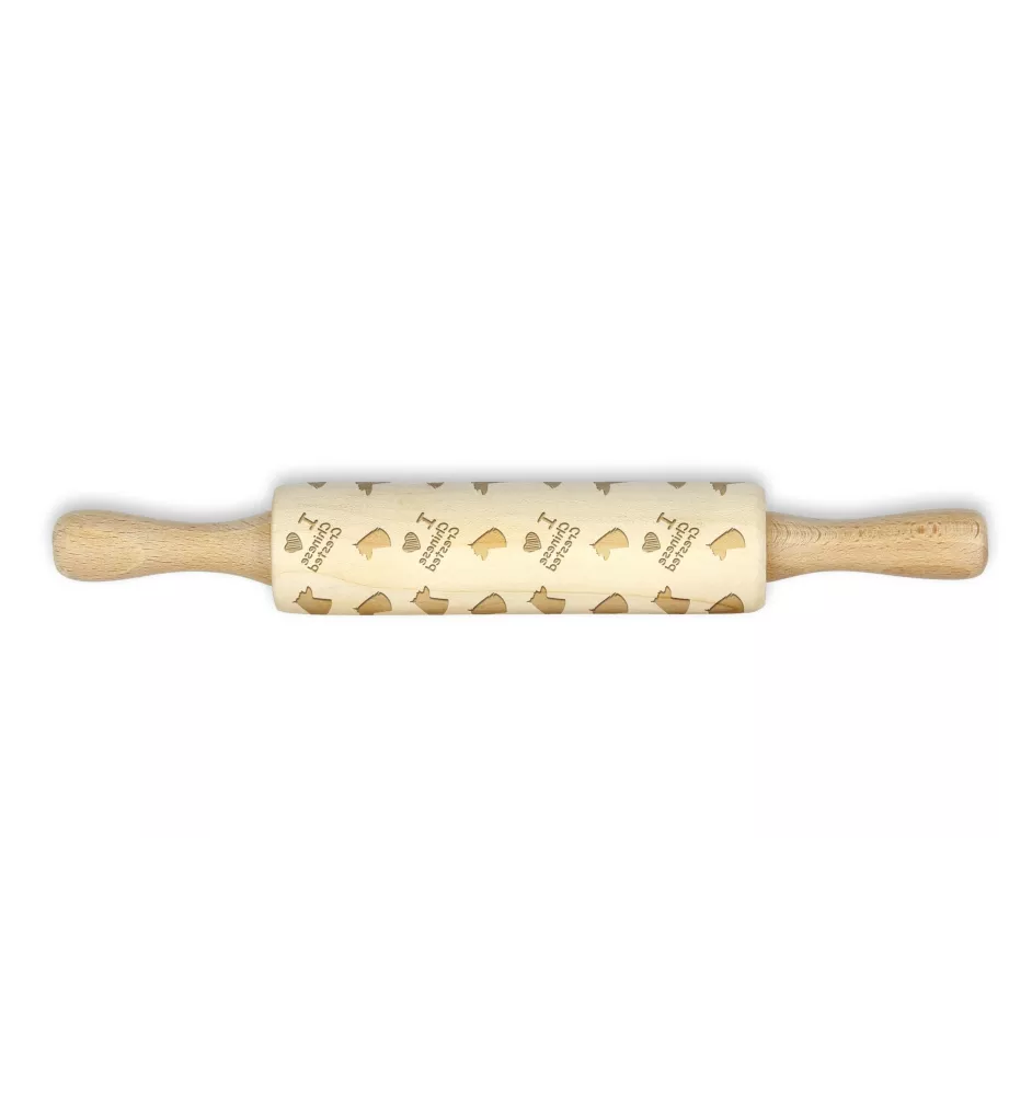 Chinese Crested Dog, Puff - small rolling pin with a dog pattern, a rolling pin for children's dough, decorating ceramic clay by Art-Dog brand