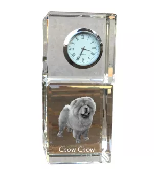 Chow Chow - crystal clock with a photo, a photo of a dog in crystal, personalized desk clock by Art-Dog brand