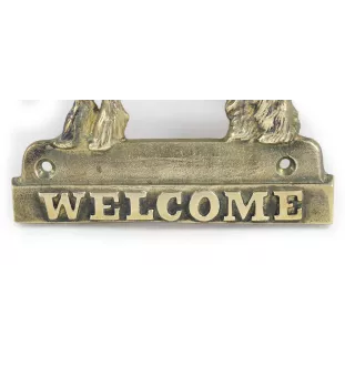 Chien chinois à crête, chien nu chinois - une plaque de porte avec un chien, une plaque de bienvenue en laiton, une enseigne exceptionnelle avec l'inscription Welcome de la marque Art-Dog