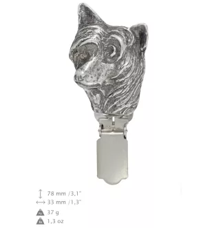 Chinesischer Schopfhund - Brosche mit Clip, Startnummernhalter, versilberte Anstecknadel für Hundeausstellungen der Marke Art-Dog