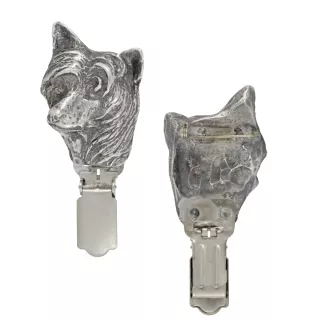 Chien chinois à crête, chien nu chinois - broche avec pince, support pour numéro de départ, épingle argentée pour exposition de chiens de la marque Art-Dog