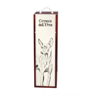 Cirneco dell'Etna - Weinbox mit Hund, Alkoholbox mit Grafik, personalisierte Geschenkbox der Marke Art-Dog