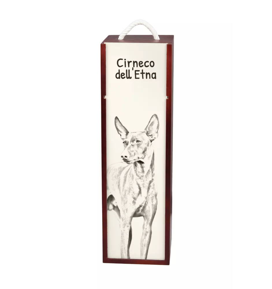 Cirneco dell'Etna - wine box with a dog, alcohol box with graphics, personalized gift box from the Art-Dog brand