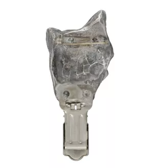 Chinesischer Schopfhund - Brosche mit Clip, Startnummernhalter, versilberte Anstecknadel für Hundeausstellungen der Marke Art-Dog