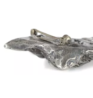 Chinesischer Schopfhund - Brosche mit Clip, Startnummernhalter, versilberte Anstecknadel für Hundeausstellungen der Marke Art-Dog