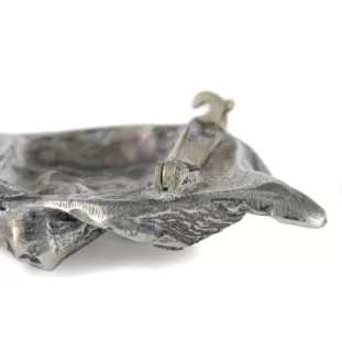 Chinesischer Schopfhund - Brosche mit Clip, Startnummernhalter, versilberte Anstecknadel für Hundeausstellungen der Marke Art-Dog