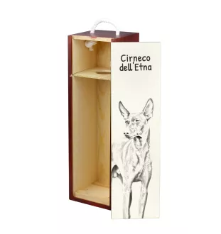 Cirneco de l'Etna, Cirneco dell'Etna - boîte à vin avec chien, boîte à alcool avec graphisme, boîte cadeau personnalisée de la marque Art-Dog