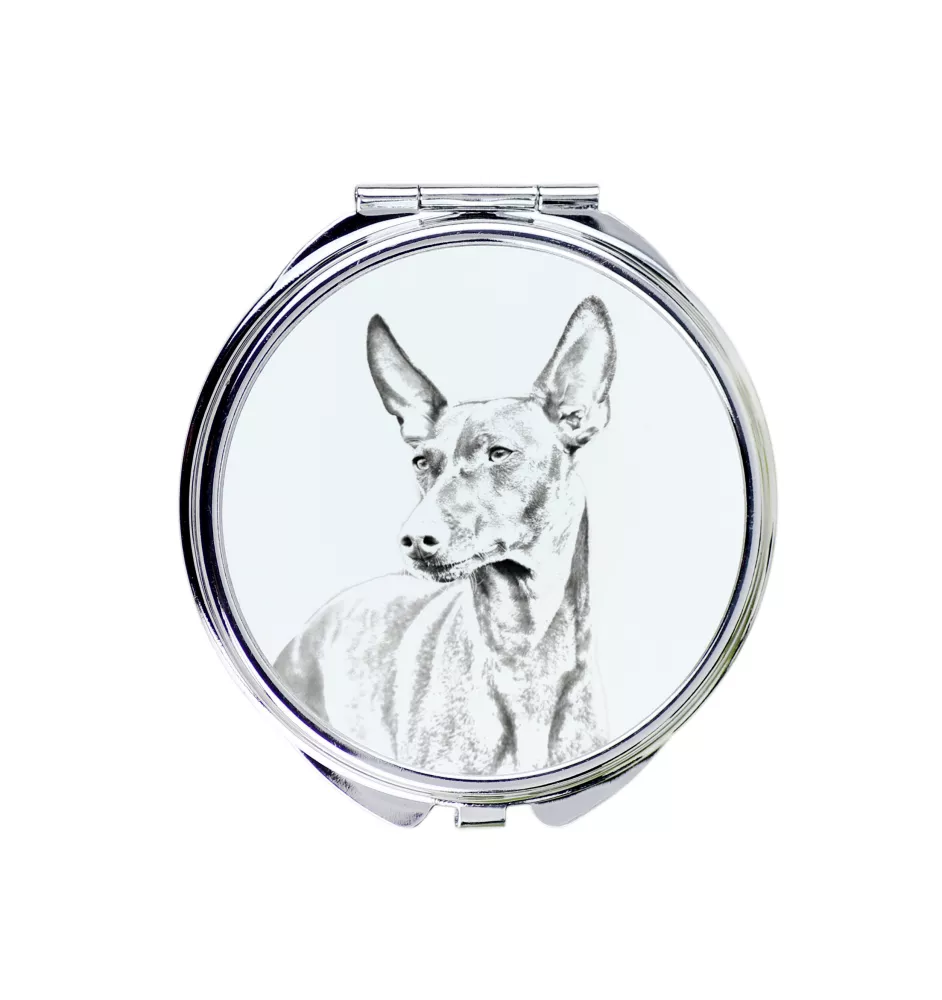 Cirneco dell'Etna - Pocket mirror with a dog, personalized mirror for a purse, compact mirror with Art-Dog brand print.