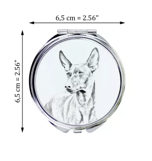 Cirneco dell'Etna - Pocket mirror with a dog, personalized mirror for a purse, compact mirror with Art-Dog brand print.