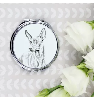 Cirneco dell'Etna - Pocket mirror with a dog, personalized mirror for a purse, compact mirror with Art-Dog brand print.