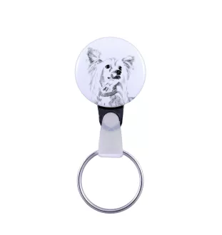 Chien chinois à crête, chien nu chinois - porte-clés avec l'image d'un chien, pendentif avec la propre graphique de la marque Art-Dog