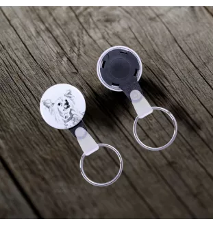 Chien chinois à crête, chien nu chinois - porte-clés avec l'image d'un chien, pendentif avec la propre graphique de la marque Art-Dog