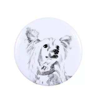 Chinese Crested Dog, Puff - magnet with a dog's pupil, exceptionally light, strong magnet, handmade product by the Art-Dog brand