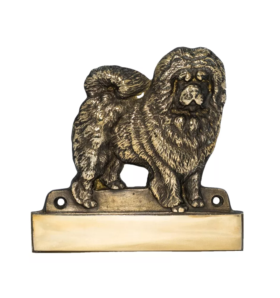 Chow Chow - Haustürschild mit Hund, Messingschild mit Namen, personalisiertes Türschild mit Markennamen Art-Dog