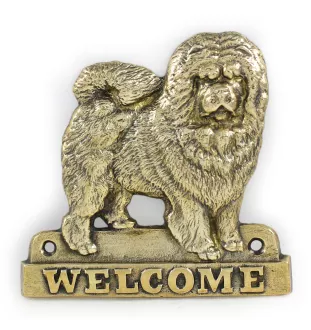 Chow Chow - Türschild mit Hund, messingfarbenes Willkommensschild, einzigartiges Schild mit der Aufschrift Welcome von der Marke Art-Dog