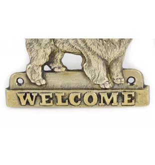 Chow Chow, Chowchow - une plaque de porte avec un chien, une plaque de bienvenue en laiton, une enseigne exceptionnelle avec l'inscription Welcome de la marque Art-Dog