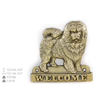 Chow Chow, Chowchow - une plaque de porte avec un chien, une plaque de bienvenue en laiton, une enseigne exceptionnelle avec l'inscription Welcome de la marque Art-Dog
