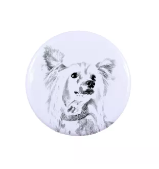 Chinese Crested Dog, Puff - pin with your dog, add your own photo, Art-Dog brand