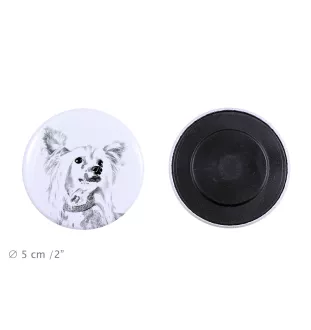 Chinesischer Schopfhund Magnet mit einem Hundepfotenabdruck, außergewöhnlich leicht, starker Magnet, handgefertigtes Produkt der Marke Art-Dog
