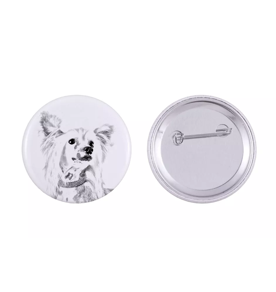 Chinese Crested Dog, Puff - pin with your dog, add your own photo, Art-Dog brand