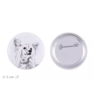 Chinese Crested Dog, Puff - pin with your dog, add your own photo, Art-Dog brand