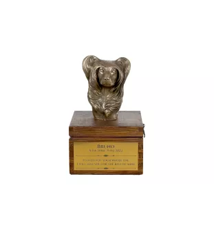 Chien chinois à crête, chien nu chinois - urne pour les cendres du chien avec une statuette, petite urne pour chien, urne personnalisée avec le buste du chien de la marque Art-Dog