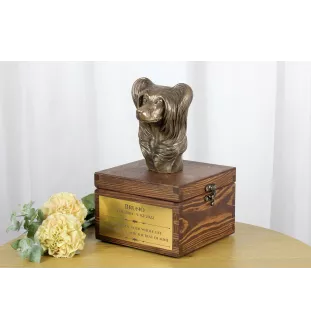 Chien chinois à crête, chien nu chinois - urne pour les cendres du chien avec une statuette, petite urne pour chien, urne personnalisée avec le buste du chien de la marque Art-Dog