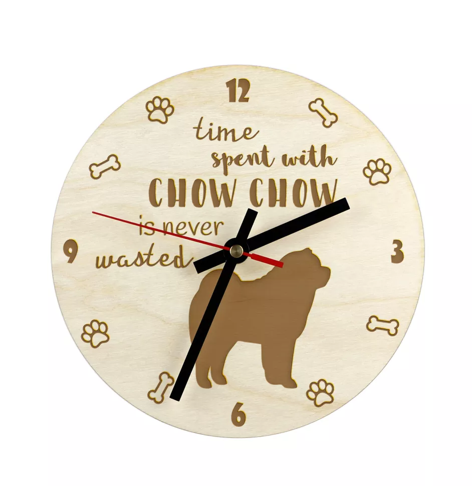 Chow Chow - clock with a dog, wooden clock, wall clock for dog lovers, clock for desk and shelf, Art-Dog