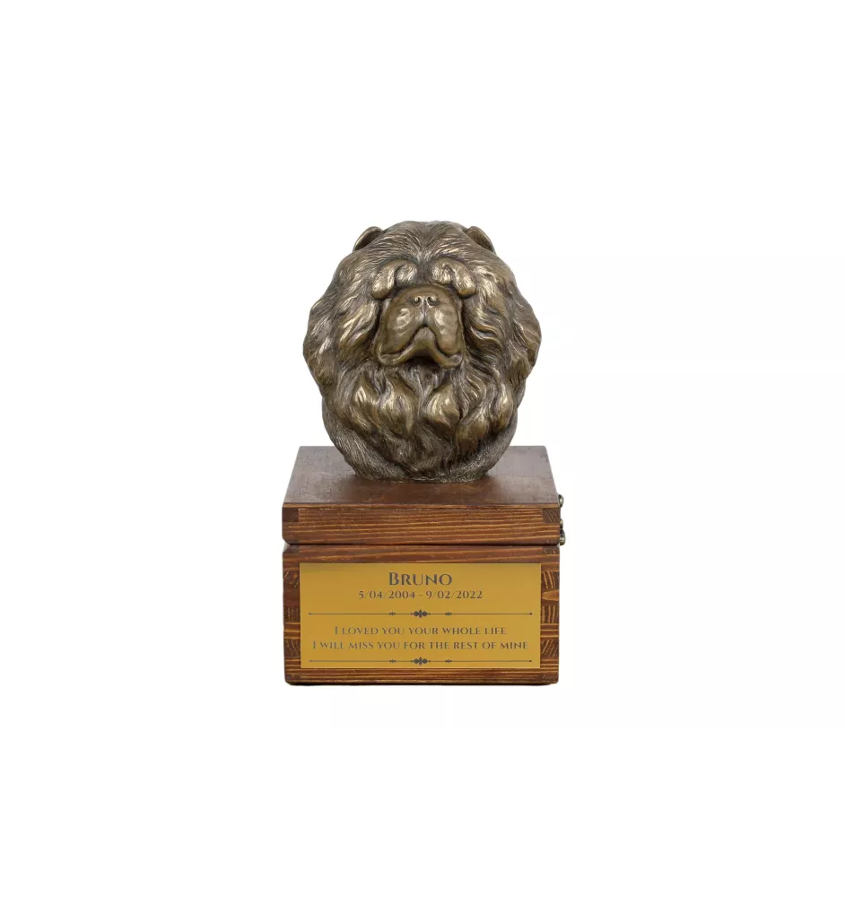 Chow Chow - urn for dog ashes with a statuette, small urn for a dog, personalized urn with a bust of a dog by Art-Dog brand