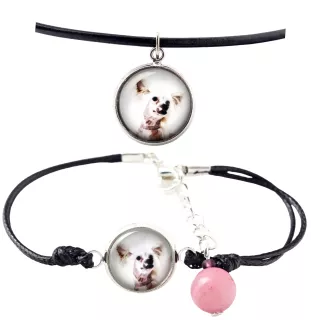 Grzywacz Chiński naszyjnik i bransoletka ze zdjęciem Art-Dog