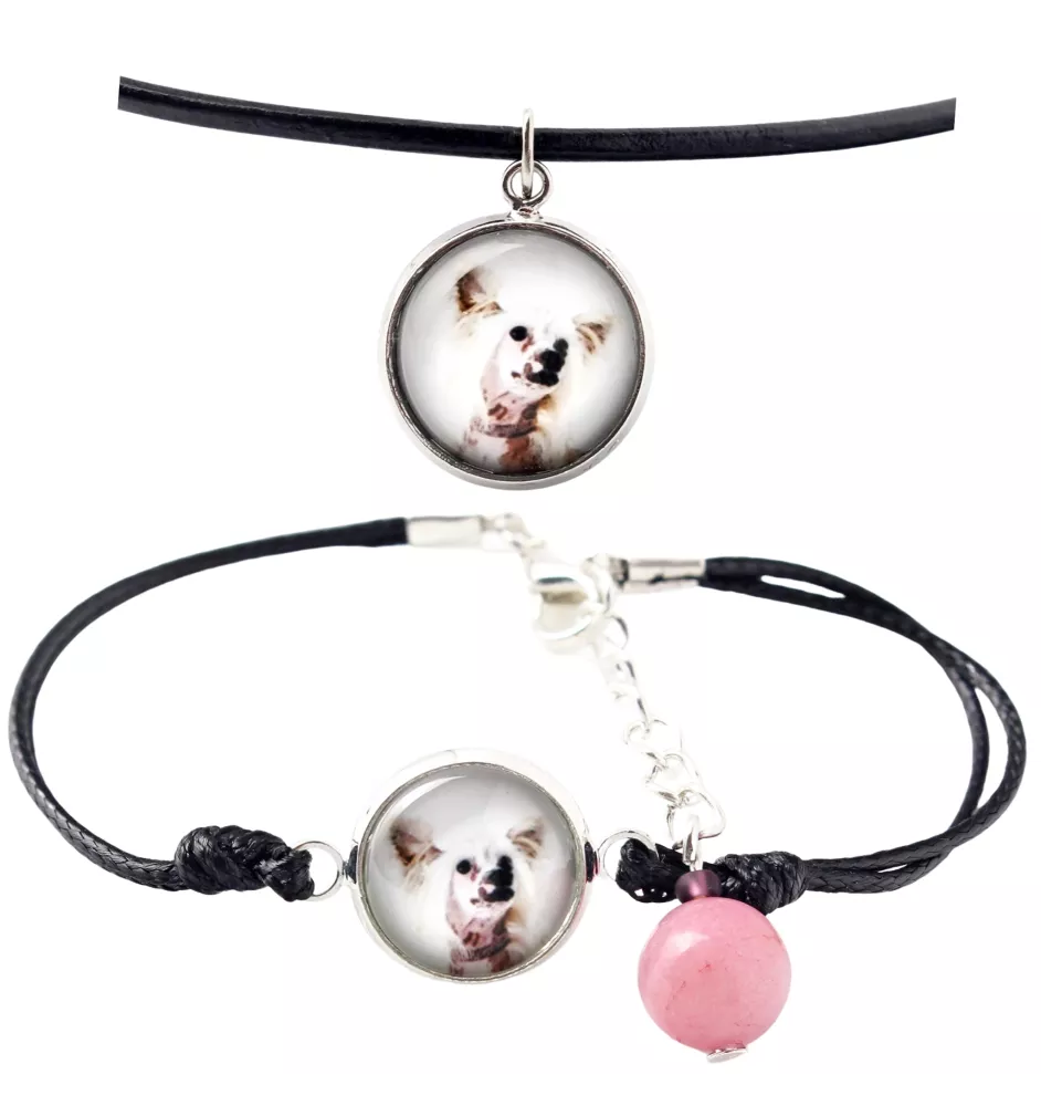 Grzywacz Chiński naszyjnik i bransoletka ze zdjęciem Art-Dog